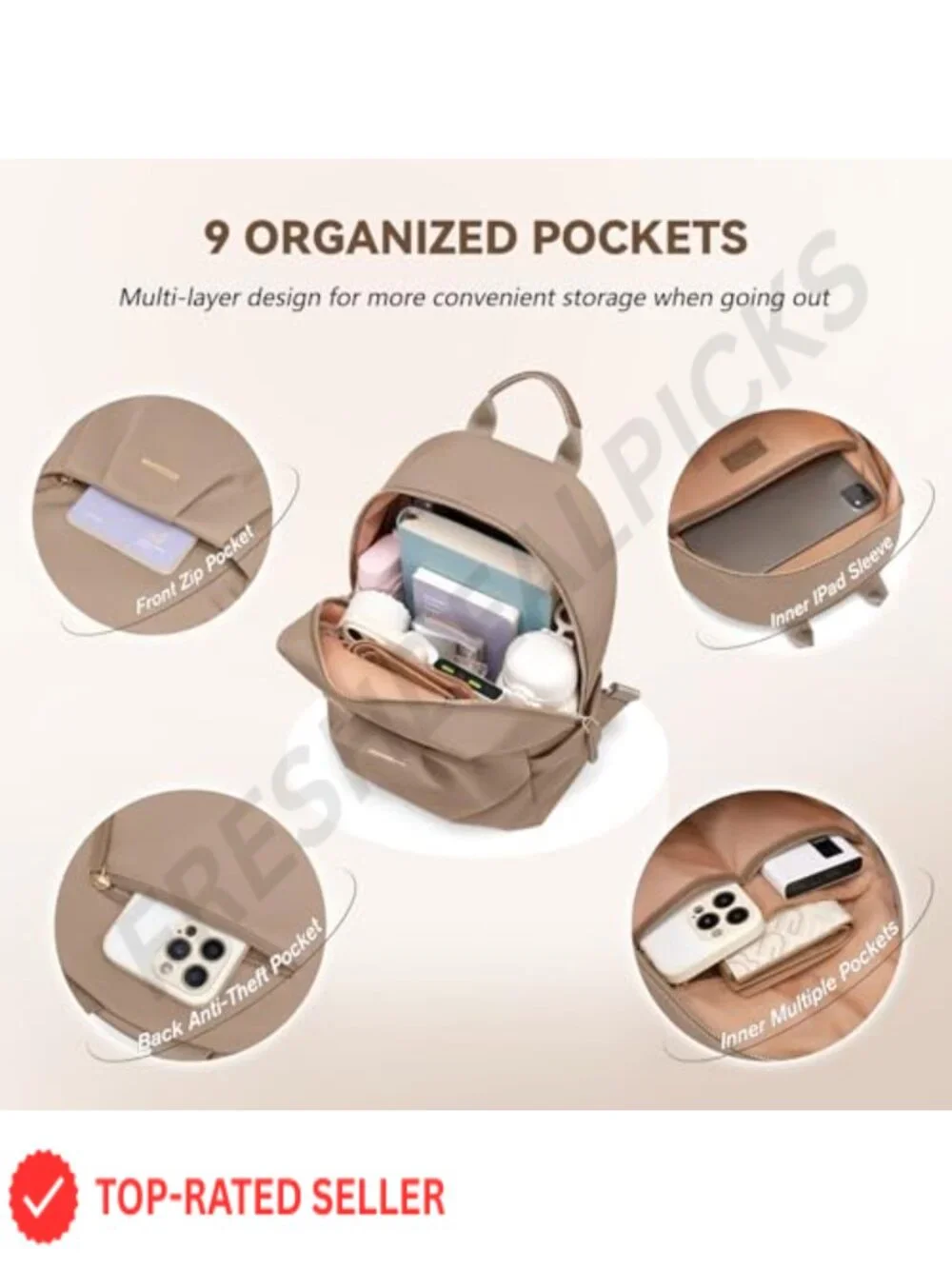 Women's Fashion Backpack Daypack Purse for Travel Work, Multi-Compartment,